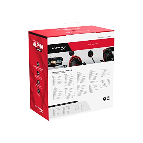 HyperX Cloud Alpha - Auriculares inalámbricos para juegos para PC, batería de 300 horas, auriculares DTS: audio espacial X, espuma viscoelástica, controladores de doble cámara, micrófono con cancelación de ruido, marco de aluminio duradero (Reacondicionad